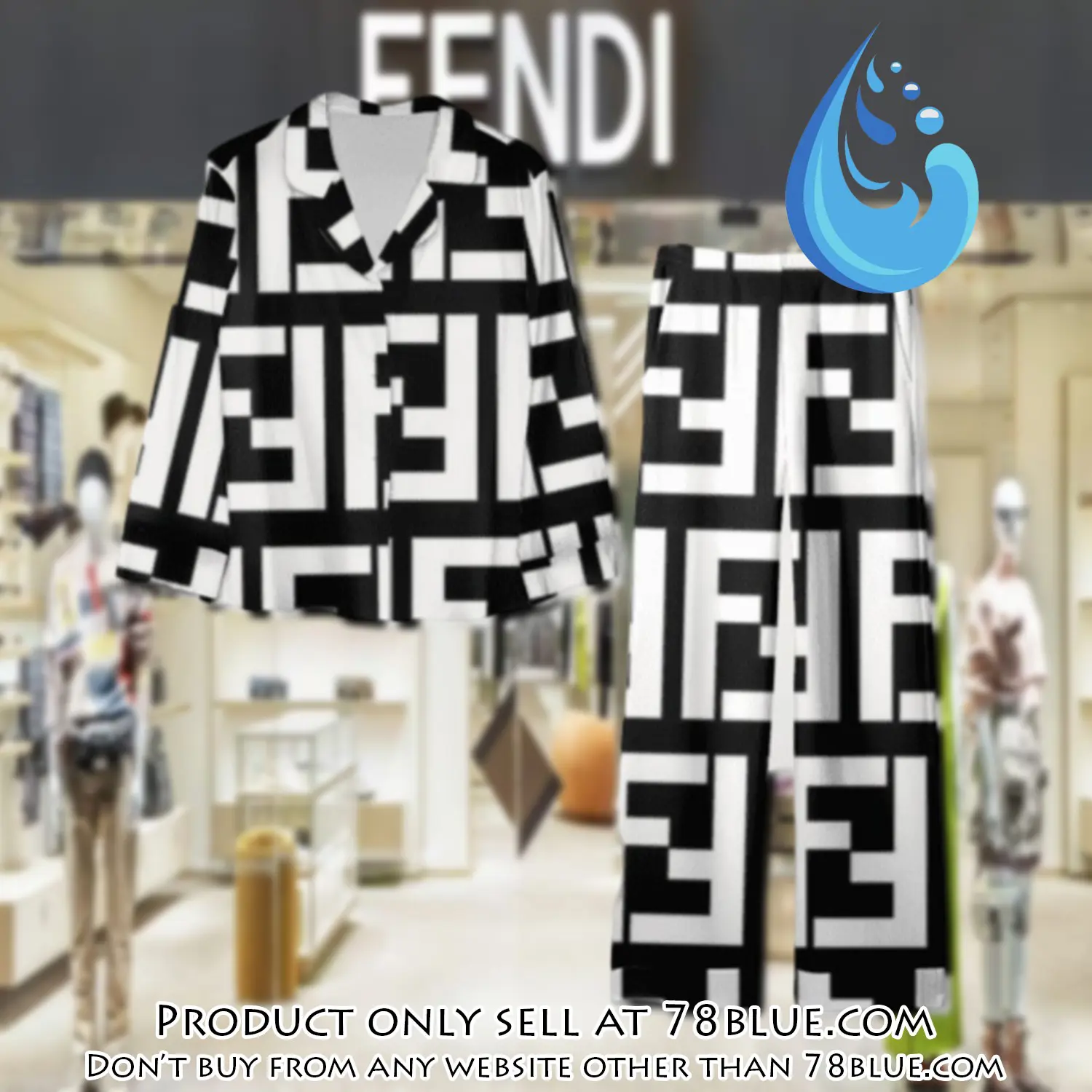 Trending luxury fendi satin pajama set pjs1050 78b2038124